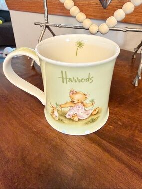 Harrods Pale Green Teddy Bear Illustration Mug